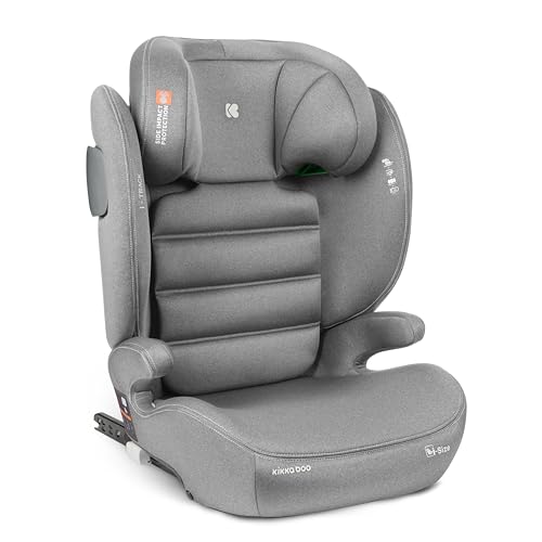 KikkaBoo Silla Coche Grupo 2-3 ISOFIX (15-36 kg) i-TRACK, Protección SPS Lateral, i-Size, 12 Posiciones Reposacabezas, Cadeira Auto Infantil, Gris Claro
