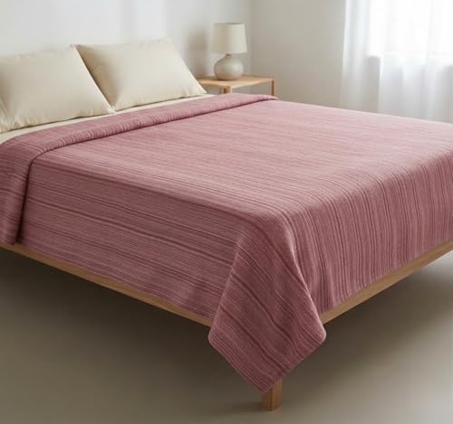 Image of THARUNSHA ELITE 100% Natural Pure Cotton All Weather Blanket /Solapur Bedsheet /Top Sheet /AC Comforter Elegant Design- Single Size 60 inches x 90 inches Set of 1 (Light Pink)