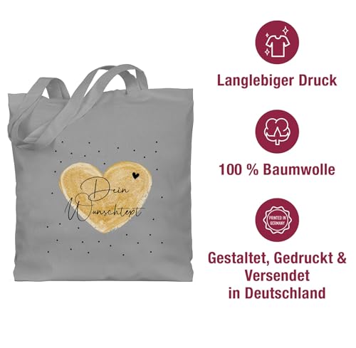 Baumwolltasche - Aufdruck selbst gestalten - Dein Wunschtext I Geschenk personalisiert Weihnachten I Vatertag I Muttertag I Geburtstag - Unisize - Hellgrau - herz bag jutebeutel