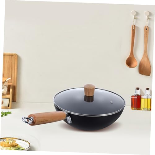 Wok de hierro con mango de madera pequeño y antiadherente miniatura 6