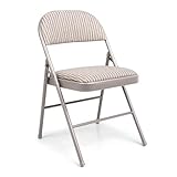 Crystals Deluxe Fabric Padded with Heavy Duty Steel Metal Frame Folding Back Rest Chair for Home Garden Office Computer Desk (1)