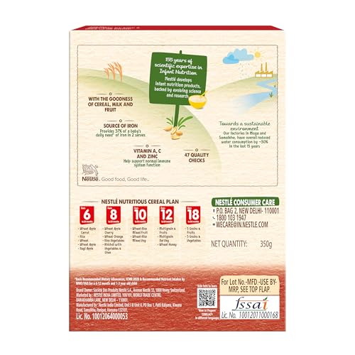 CERELAC Baby Food Cereal | No Preservatives | Wheat Apple for 6 to 24 Months Baby | Source of Iron & Protein for Babies | Instant Cereal | 350g