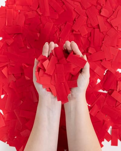 Image of Ultimate Confetti, Red Biodegradable Confetti - Rectangular Fluttering Tissue Paper Confetti for Cannon and Launcher use - Best for Birthday, Wedding, live Events and Table Decoration - 1 lb, 16 oz