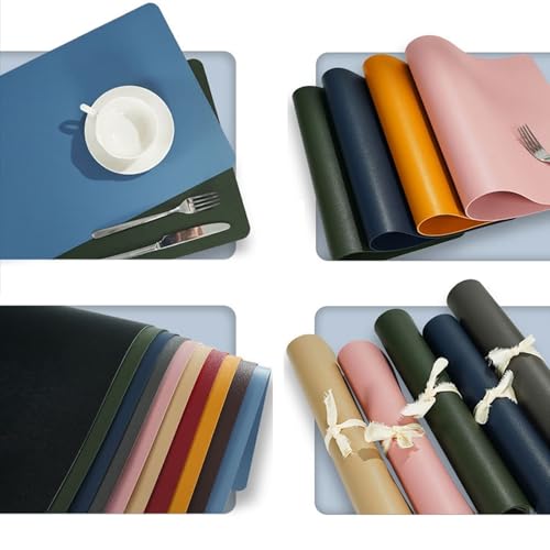 Set de table en cuir bleu uni lot de 4 pour table de cuisine