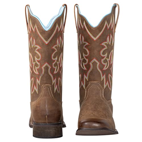 J's.o.l.e Square Toe Cowboy Boots for Women - Wide Calf Mid-Calf Western Fashion Cowgirl Boot with Classic Embroidery2