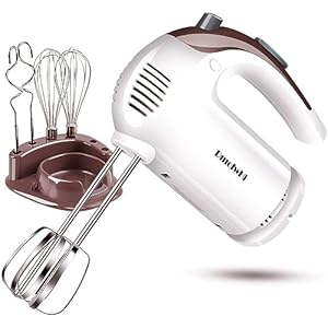 DmofwHi Hand Mixer Electric,5-Speed Mixer Electric Handheld with 6 Stainless Steel Accessories and Storage Case, Electric Mixer for Cake, Cream, Brownies(White)