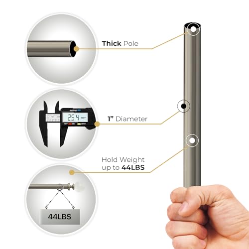 Image of Deco Window 1 Pc 36-66 Inch Extendable Double Curtain Rod with Brackets for Door & Windows Heavy Duty Iron Dual Telescopic Drapery Pole with Acrylic Ball Finials (25mm Diameter, Satin Silver)