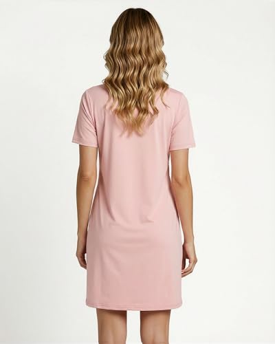 Image of Real Essentials 3 Pack: Women's Short Sleeve Nightgown Dress - Nightshirt Pajama Sleep Shirt Sleepwear (Available in Plus)