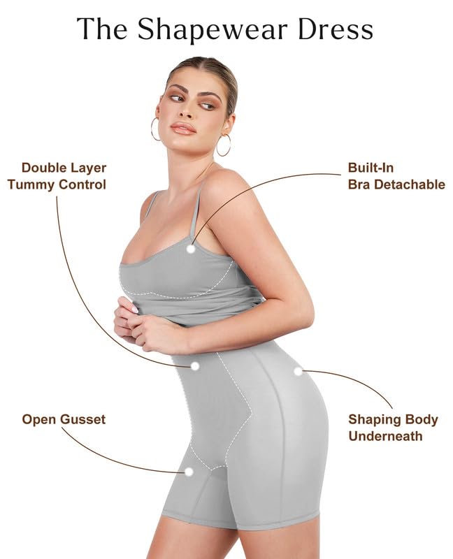 Image of Popilush Club Dresses for Women Built in Bra Dress Tummy Control Shapewear Mini Cocktail Dress Party Date Night Bodycon