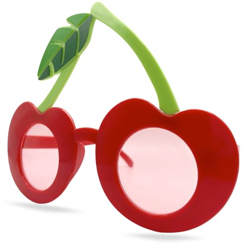 Gafas de Sol en forma de Cereza, gafas de sol sin montura, Gafas diseño fruta Cereza, Gafas para disfraz, Gafas para fiesta, Gafas despedida de soltero/a, Gafas carnaval, Unisex, Rojas