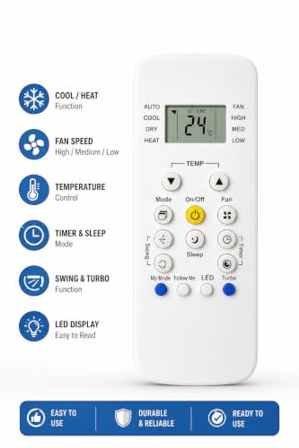 Image of AMAZOR Compatible with Carrier Ac Remote Original | Model 148A RG56N /R3 | Suitable for 1 | 1.2 | 1.3 | 1.5 | 1.8 | 2 | 2.2 | 2.5 | 3 Ton Split and Window Air Conditioner | Match & Buy