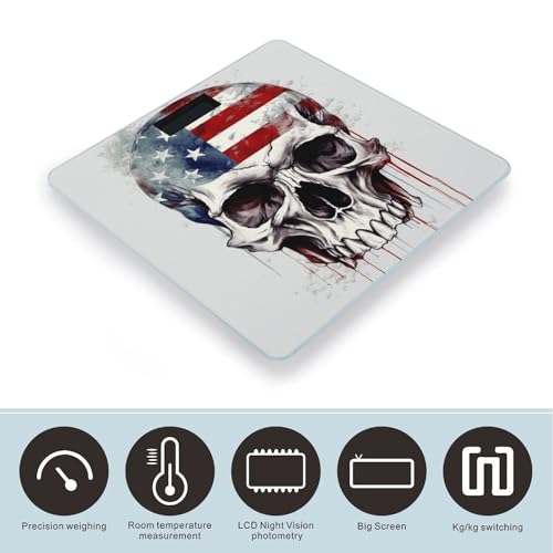 Báscula Digital de Baño con Diseño Calavera Bandera USA miniatura 3