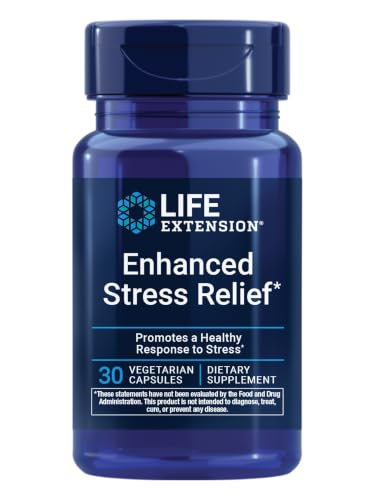 Life Extension Enhanced Stress Relief Lemon Balm Extract L-theanine decompress with This Supplement for Stress Gluten-Free Non-GMO Vegetarian 30 Capsules