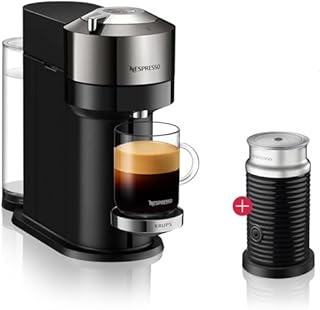 Nespresso Krups Vertuo ekspres do kawy, ekspres do kawy z Aeroccino 3 spieniaczami do mleka, automatyczne wyłączanie, krótki czas nagrzewania, sześć rozmiarów filiżanek, łatwe przygotowanie,