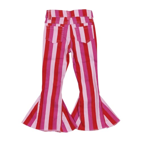 Todder Western White hot Pink Stripe Jeans Girl Jeans Ruffle Bell Bottom2