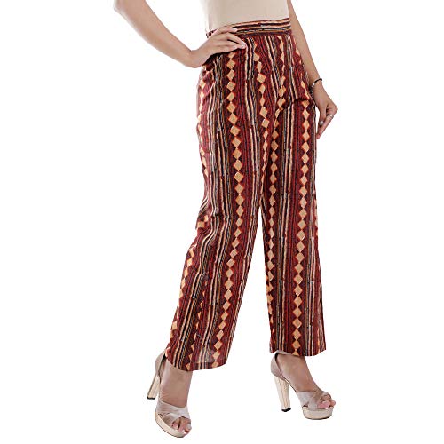 Ramkudi Women's Regular Fit Stretchable Designer Plain Casual Wear Pure Rayon Palazzo Pants2