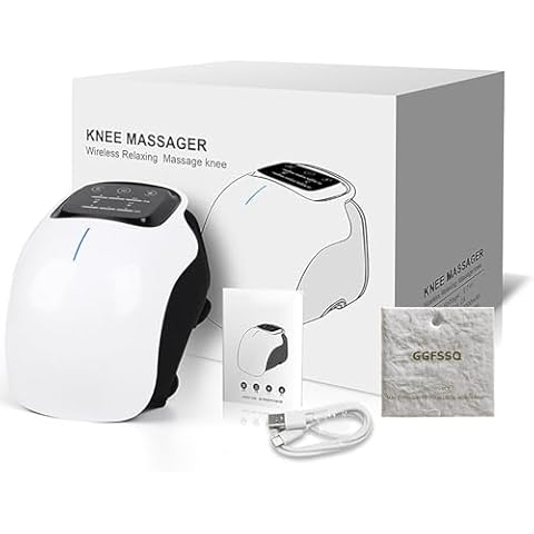 GGFSSQ Knee Massager - Cordless Wearable Rechargeable Clear Visible LED Screen, 3 Vibration Modes & 3 Heating Levels, Timer Function, Rechargeable Portable Massager for Knee Discomfort (A) Cover