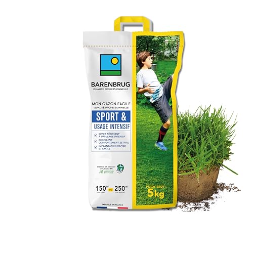 BARENBRUG - Gazon Sport & Usage intensif - Super Résistant - Excellent Comportement Estival - Implantation Rapide et Facile - Engrais Compatible Agriculture...