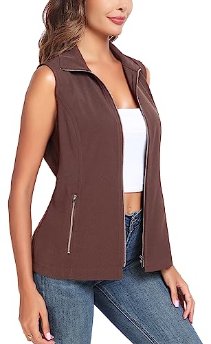 MISS MOLY Vests For Women Casual Lightweight Full-Zip Military Vest Golf Sleeveless Jacket with Pockets - Image 6