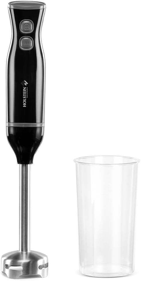 Holstein Housewares Immersion Hand Blender, Black/Stainless Steel - Easy to Mixes Soups, Batters, Drinks, and More
