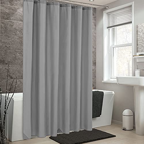 Image of ALYVIA SPRING Waterproof Fabric Shower Curtain Liner - Soft & Light-Weight Cloth Shower Liner with Magnets, Hotel Quality & Machine Washable - Standard Size 72x72, Gray (Pack of 2)