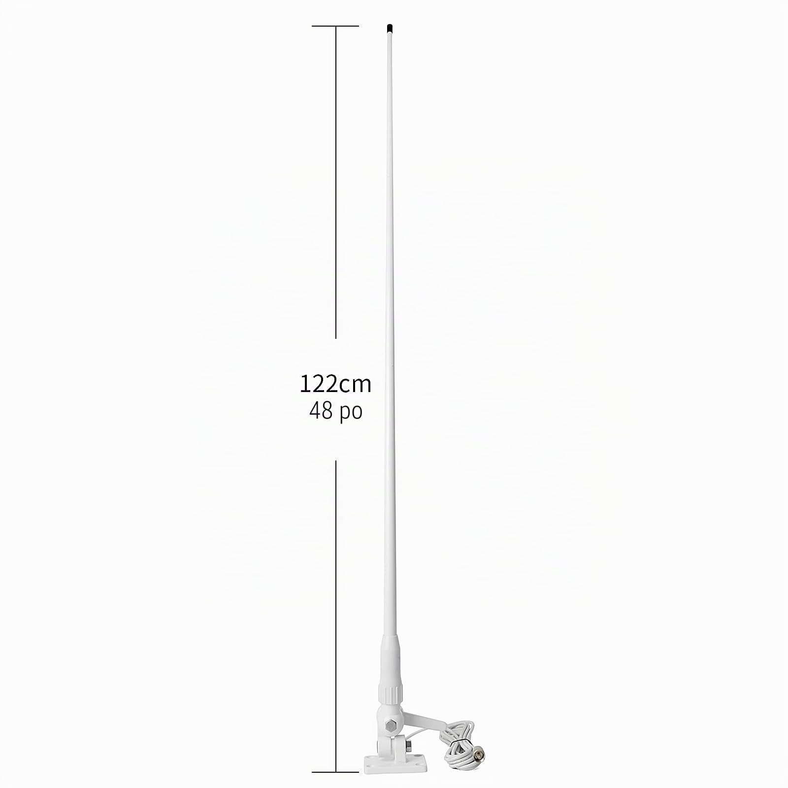 HYS VHF Antenne Marine en Fibre de Verre 1,1 m avec Chargeur coaxial de 7 mètres avec connecteur PL-259, Support de Montage ABS Rotatif à 180° pour Yacht, Bateau de croisière, Voiture, Camion,