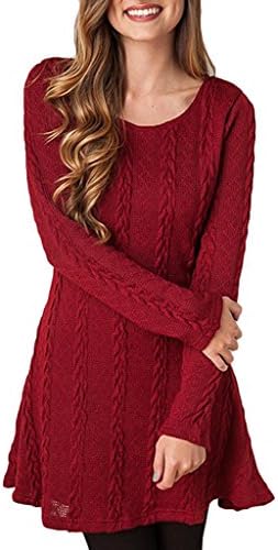 SumtoryWomen Cable Knit Dress Slim Fit Long Sleeve Sweater Dresses(8 Colors)