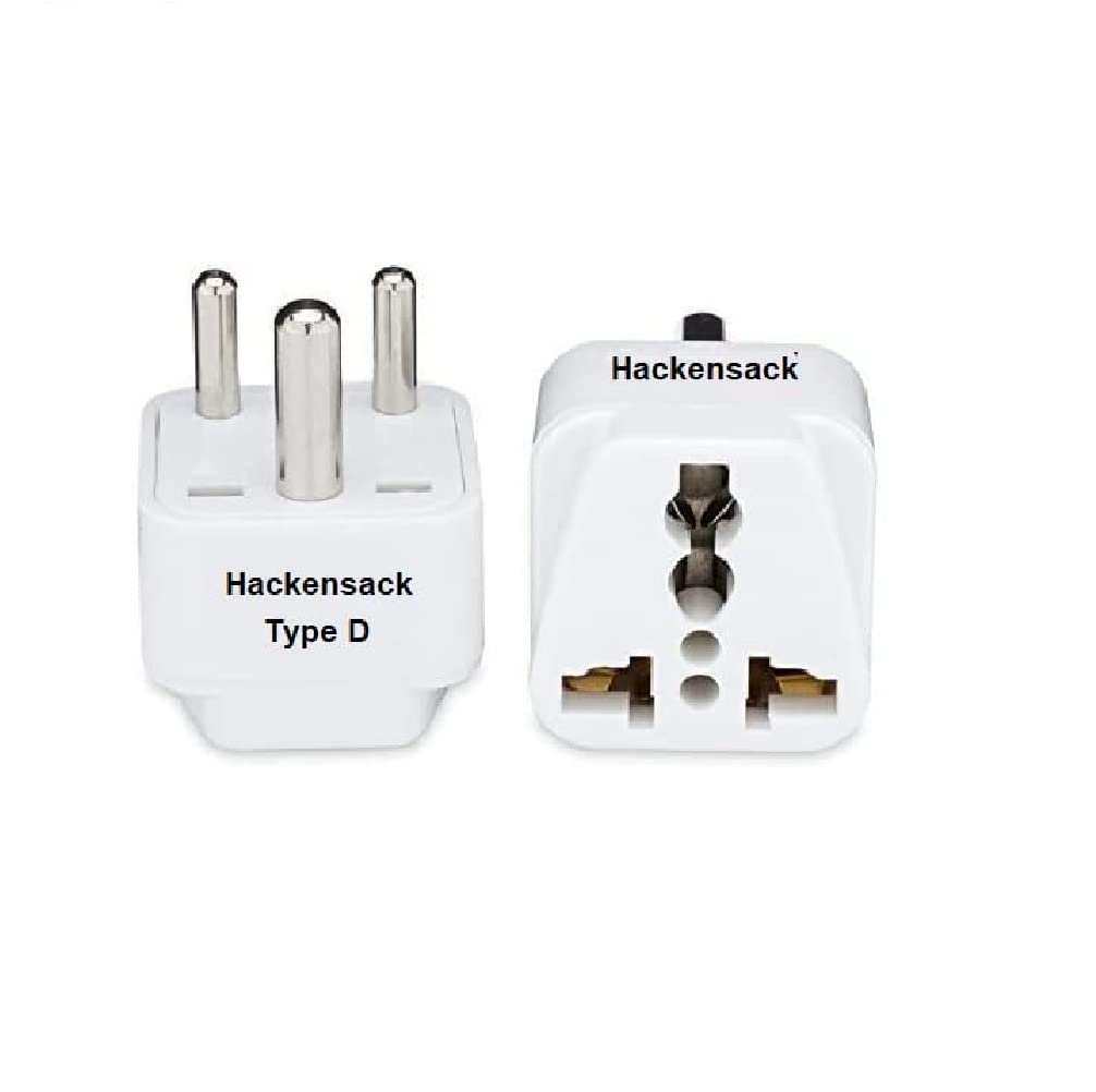 Hackensack 3 Pin Travel Conversion Universal Plug (HS 5054) Convert USA, UK, China & More to India (Type D) Travel Adapter Plug Power Adaptor (Pack of 1) for Proper Tight Grip of Plugs (White)