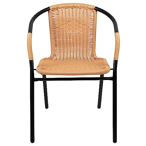 Image of Flash Furniture Lila 2 Pack Beige Rattan Indoor-Outdoor Restaurant Stack Chair