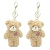 CHUANFU 2 Pièces Porte Clef Peluche Ours, Peluche Accessoire de Pendentif avec Porte-Clés, Charme de Sac Animal Mignon Keychain, pour Sac à Dos, Jouet (Marron)