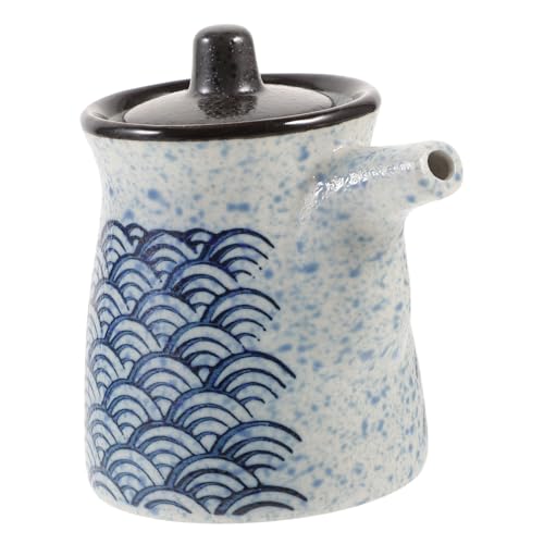 WEKADRIN Olla Japonesa De Aceite y Vinagre Verter Sirope De Café Con Botella De Spray De Aceite Botellas De Agua Criba Vibradora Botella De Vinagre Recargable Jarabe Vino Cerámica