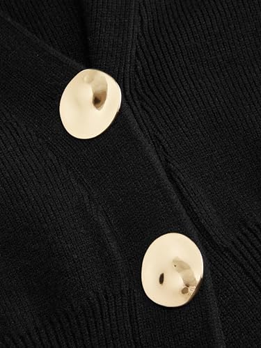 CIDER Cardigan Sweater for Women Knitted Long Sleeve V Neck Trendy Open Front Sweaters with Gold Buttons2