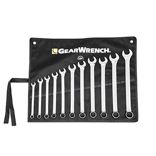 Image of GEARWRENCH Long Pattern Combination SAE Wrench Set with Tool Roll, 11 Pc., 12 Point - 81934