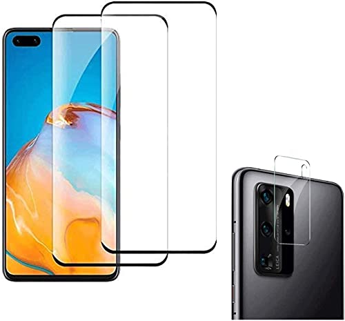[2 + 1 Stück] Hartglas Huawei P40 Pro, [+ Displayschutz] [3D gebogene Abdeckung] [kratzfest] [9H Härte] [High Definition] Displayschutzfolie für Huawei P40 Pro Cover