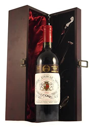 Chateau Fourcas Hosten 1983 Medoc in einer mit Seide ausgestatetten Geschenkbox, da zu 4 Weinaccessoires, 1 x 750ml Cover