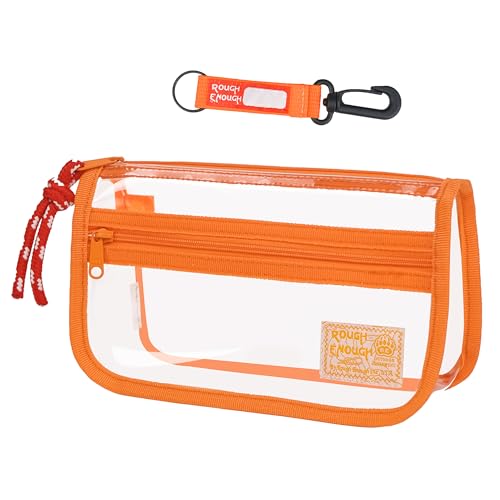 Image of Rough Enough Clear Pencil Case for School, 60+ Pencils Capacity, Orange