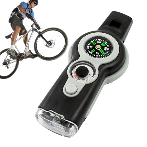 Silbato de Seguridad para Mujeres: Herramienta de señal de Emergencia, Silbato de Supervivencia Integrado con brújula, baliza de luz de Espejo | Accesorio Compacto de Seguridad al Aire Libre para