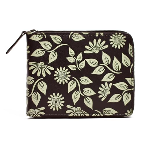 Image of WildHorn Women's Zip Around Wallet - Premium Leather Floral Print Purse | Stylish Clutch with Zipper Closure & Multiple Card Slots for Ladies & Girls