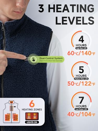 LABEWVI Fleece Heated Vest for Men & Women - 10000mAh USB Rechargeable Battery, Lightweight Heating Vest3