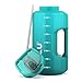 ZULU Goals 128oz Half Gallon Plastic Water Bottle with Straw and Time Marker | Large Reusable Jug with Handle and Leak Proof Lid for All Day Hydration, Gym and Outdoors, Gift Ready, Aquaviva
