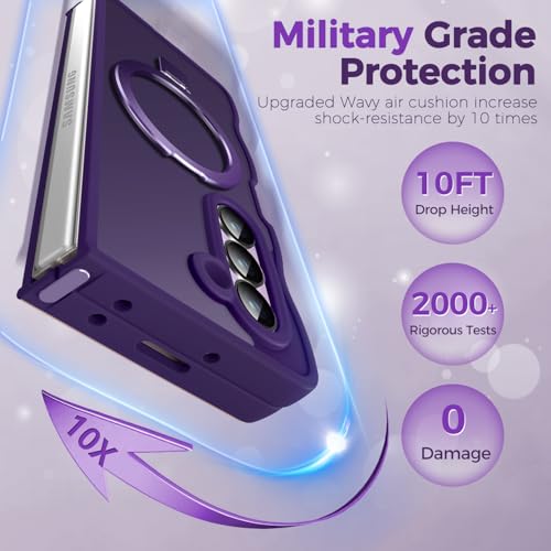 Image of Cute Wavy Magnetic Stand Case for Galaxy Z Fold 6 Fit for MagSafe, Purple