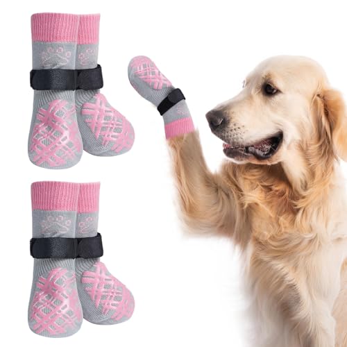 BEAUTYZOO Anti Slip Dog Socks, Dog Shoes for Hot Pavement & Hardwood Floors