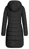 Eight 2 Nine Damen Steppmantel LETN-039 Lange Stepp-Jacke mit Kapuze black XXL