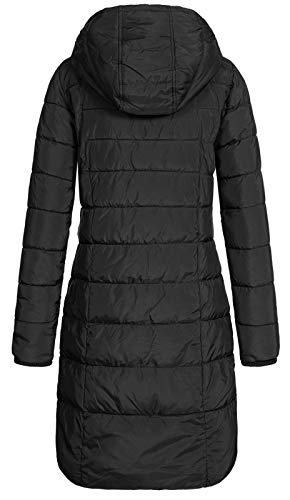 Eight 2 Nine Damen Steppmantel LETN-039 Lange Stepp-Jacke mit Kapuze black M