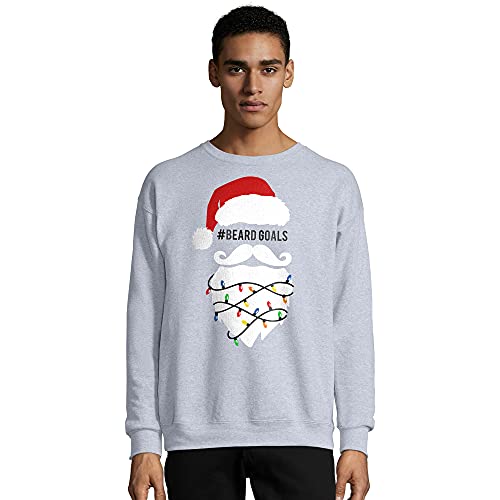 Hanes Men s Ugly Christmas-Beard Goals, Light Steel, x large