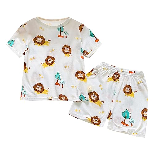 Infant Girls Cotton Dinosaur 𝐒leepwear 𝗣js Short Sleeve 𝐏ajamas Set Toddler Warm Prints 𝐋ounge𝐰ear Preppy Clothes