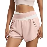 Pantalones cortos de verano para mujer pantalones cortos de deporte cortos 2 en 1 cortos de running fitness RunningYoga Jogging elástico de secado rápido, rosa, XXXL