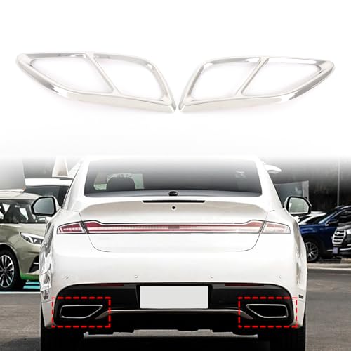 Tail Pipe Trim Compatible with Lincoln MKZ 2017-2021 Stainless Steel Car Exterior Exhaust Pipe Mufflers Cover Rear Bumper Cylinder Exhaust Pipe Cover Decorate Accessories (Silver)