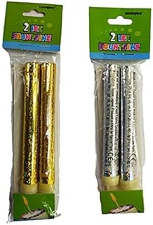 Gold or Silver Ice Fountain Cake Topper Decorations Candle Sparkler Birthday Wedding Event Cake (Silver, 2 Packs (4 Pieces))