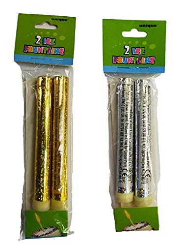 Gold or Silver Ice Fountain Cake Topper Decorations Candle Sparkler Birthday Wedding Event Cake (Silver, 6 Packs (12 Pieces))